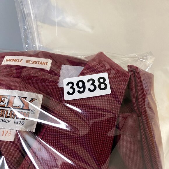 VTG Ely Cattleman Pearl Snap Shirt Mens 17.5 Maroon Western Wrinkle Resistant - Picture 9 of 9